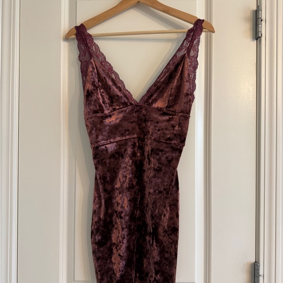 Free People Other - Elegant Sexy Velvet Lace Trim Slip Dress by Free People